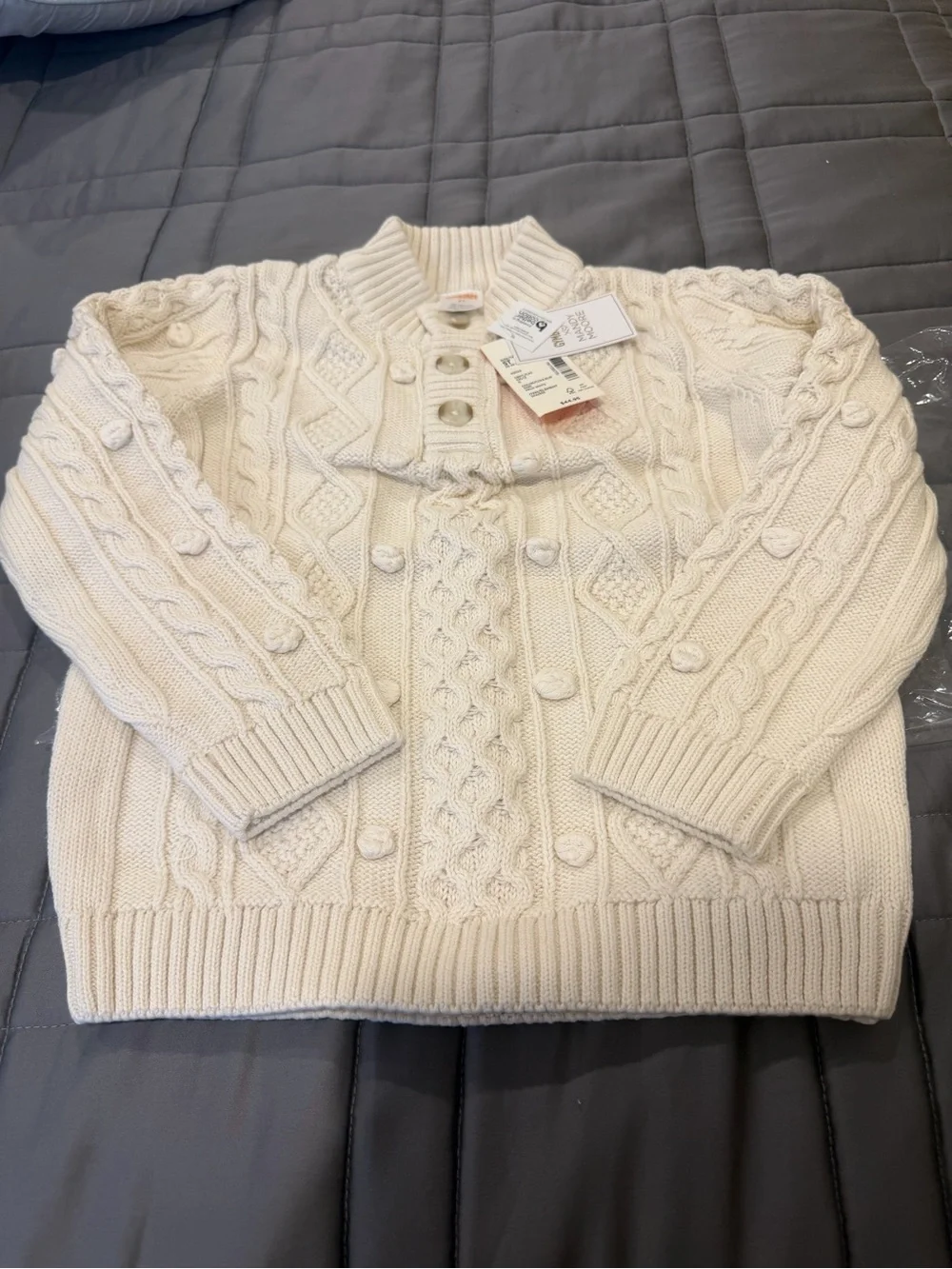 Gymboree Cream Cable-Knit Button Sweater